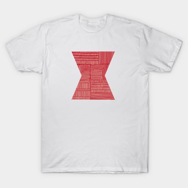 Digital Stitches Red T-Shirt by Loukritia357